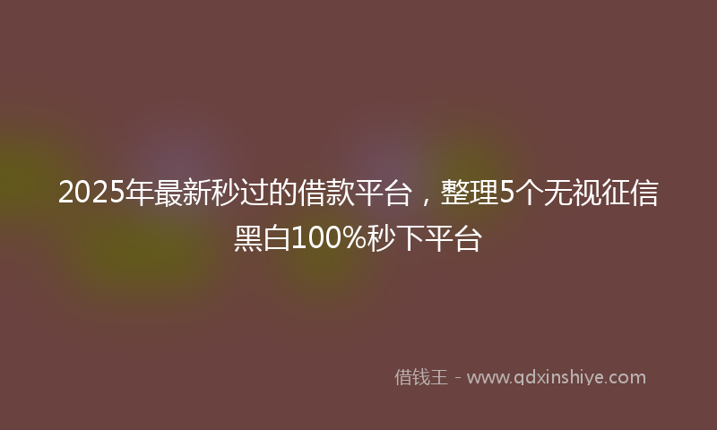 2025年最新秒过的借款平台，整理5个无视征信黑白100%秒下平台