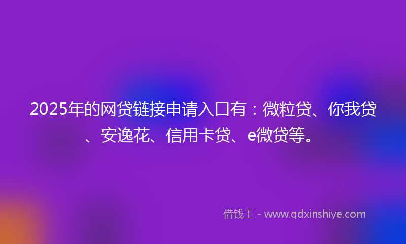 2025年的网贷链接申请入口有：微粒贷、你我贷、安逸花、信用卡贷、e微贷等。