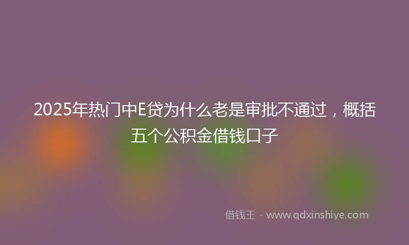 2025年热门中E贷为什么老是审批不通过，概括五个公积金借钱口子