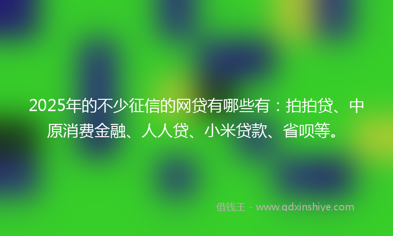 2025年的不少征信的网贷有哪些有：拍拍贷、中原消费金融、人人贷、小米贷款、省呗等。