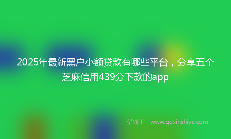 2025年最新黑户小额贷款有哪些平台，分享五个芝麻信用439分下款的app