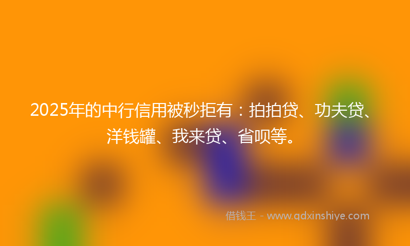 2025年的中行信用被秒拒有：拍拍贷、功夫贷、洋钱罐、我来贷、省呗等。