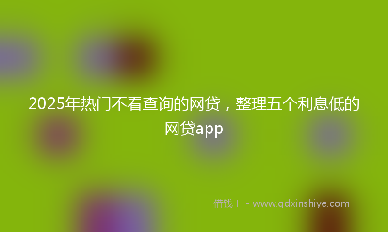 2025年热门不看查询的网贷，整理五个利息低的网贷app
