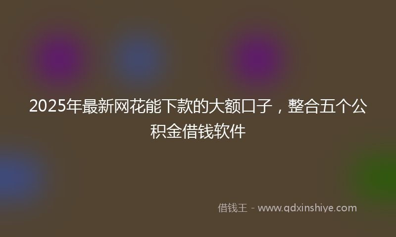 2025年最新网花能下款的大额口子，整合五个公积金借钱软件