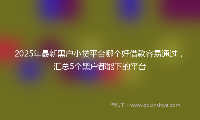 2025年最新黑户小贷平台哪个好借款容易通过，汇总5个黑户都能下的平台