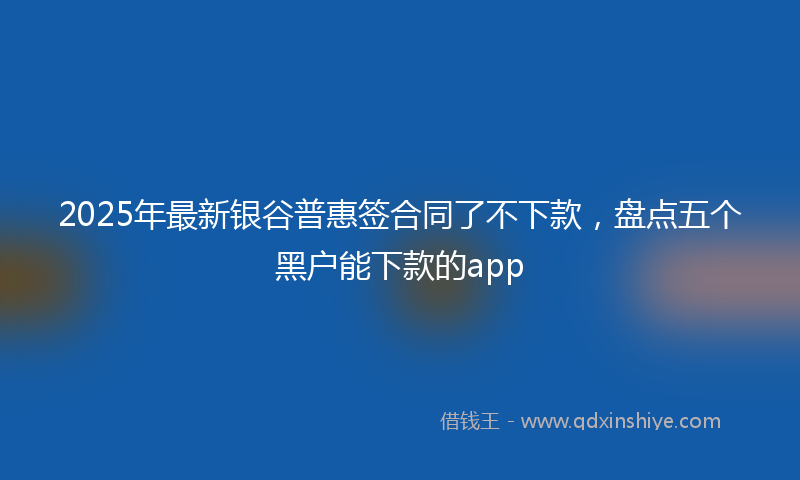 2025年最新银谷普惠签合同了不下款，盘点五个黑户能下款的app