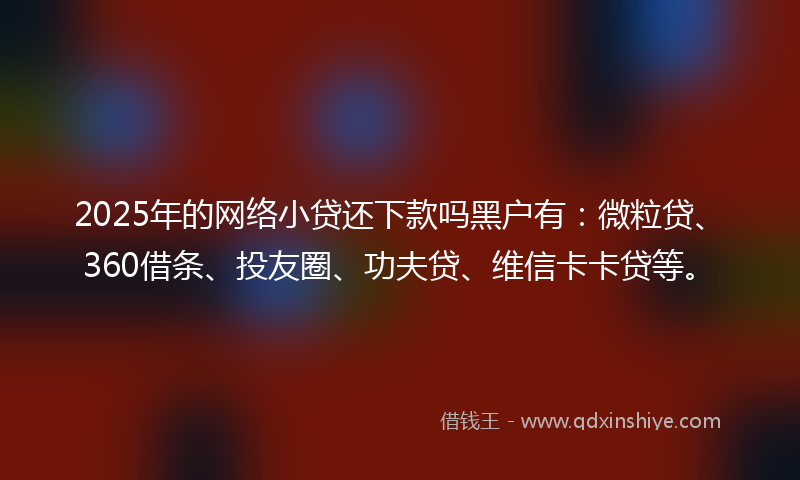 2025年的网络小贷还下款吗黑户有：微粒贷、360借条、投友圈、功夫贷、维信卡卡贷等。