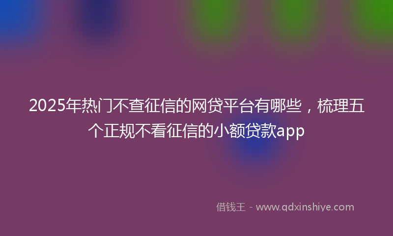 2025年热门不查征信的网贷平台有哪些，梳理五个正规不看征信的小额贷款app