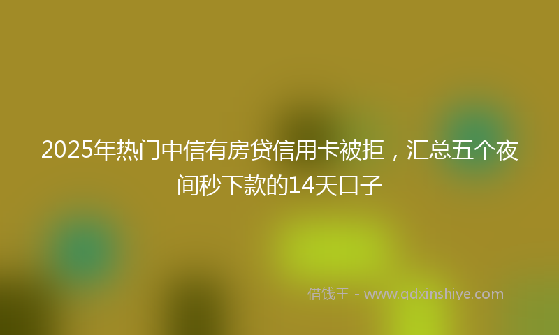 2025年热门中信有房贷信用卡被拒，汇总五个夜间秒下款的14天口子