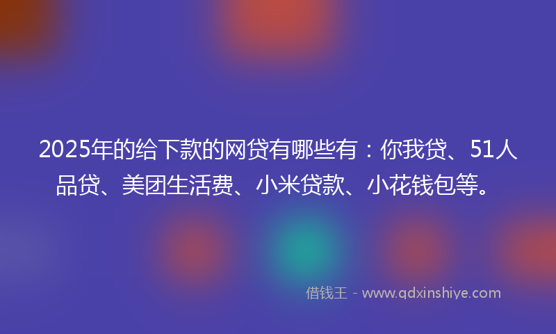 2025年的给下款的网贷有哪些有：你我贷、51人品贷、美团生活费、小米贷款、小花钱包等。