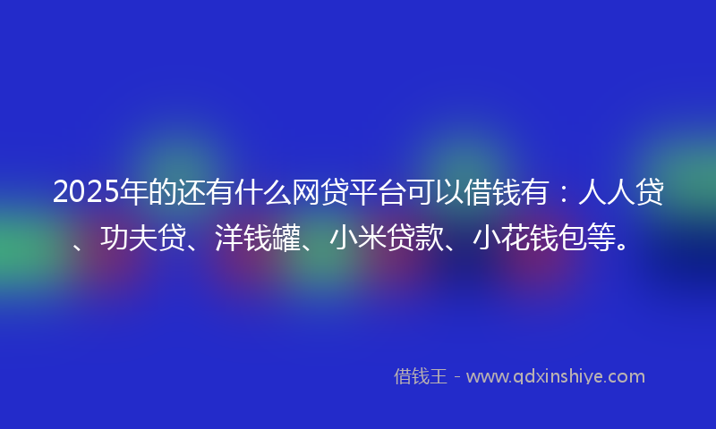 2025年的还有什么网贷平台可以借钱有：人人贷、功夫贷、洋钱罐、小米贷款、小花钱包等。
