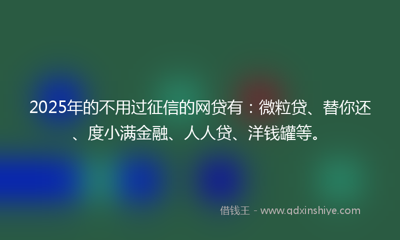 2025年的不用过征信的网贷有：微粒贷、替你还、度小满金融、人人贷、洋钱罐等。