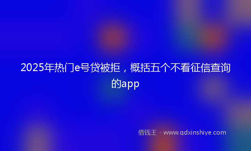 2025年热门e号贷被拒，概括五个不看征信查询的app