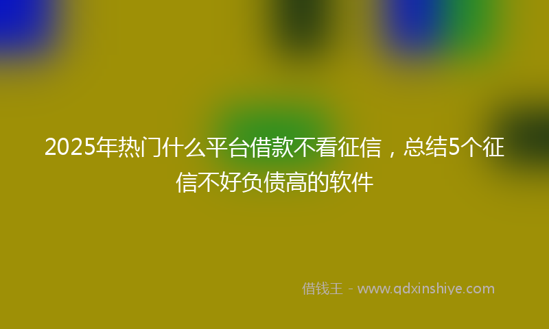 2025年热门什么平台借款不看征信，总结5个征信不好负债高的软件