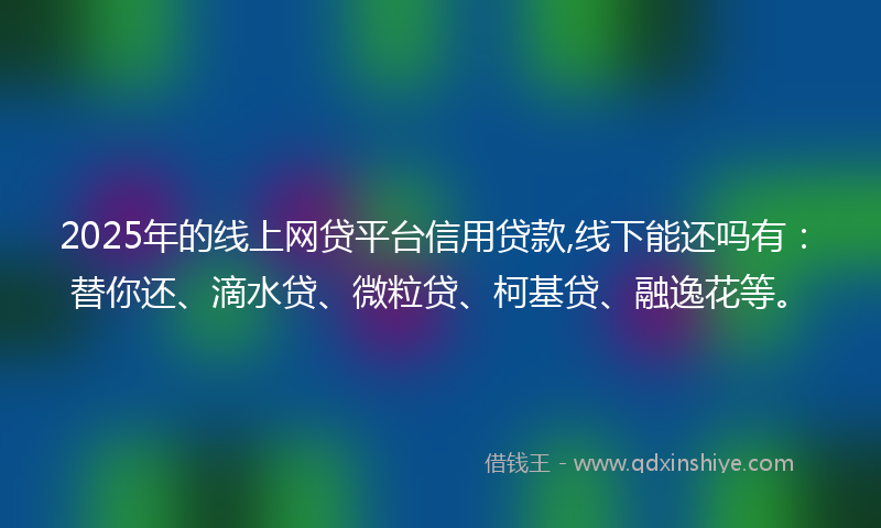 2025年的线上网贷平台信用贷款,线下能还吗有：替你还、滴水贷、微粒贷、柯基贷、融逸花等。