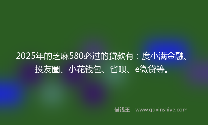 2025年的芝麻580必过的贷款有：度小满金融、投友圈、小花钱包、省呗、e微贷等。