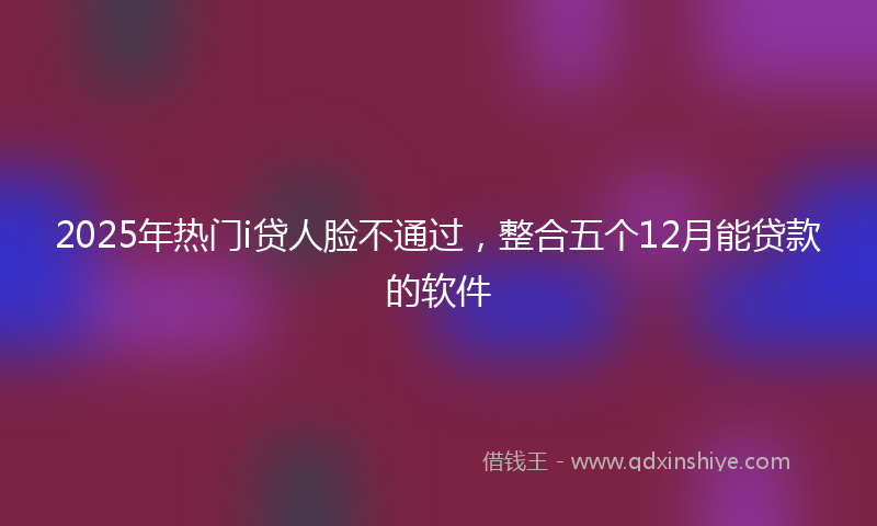 2025年热门i贷人脸不通过，整合五个12月能贷款的软件