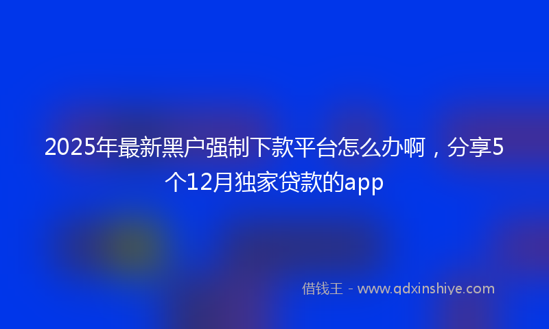 2025年最新黑户强制下款平台怎么办啊，分享5个12月独家贷款的app