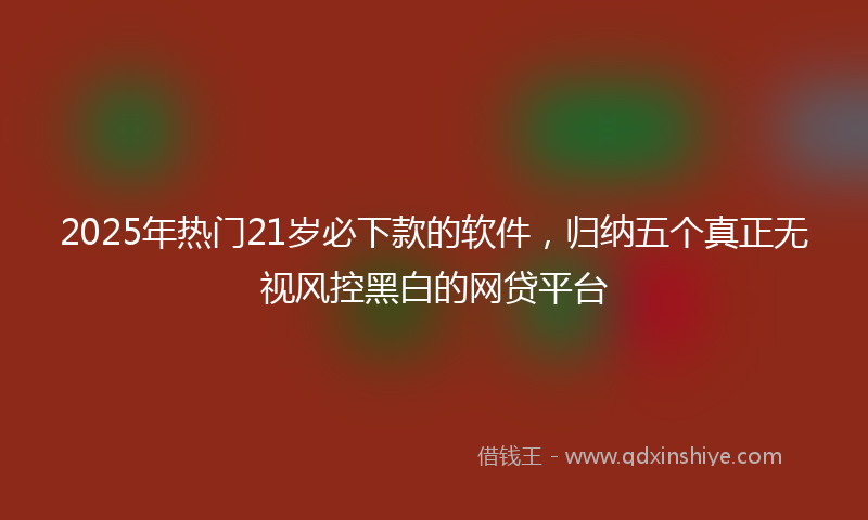 2025年热门21岁必下款的软件，归纳五个真正无视风控黑白的网贷平台