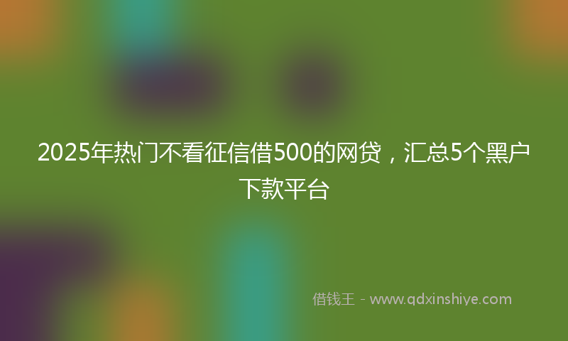 2025年热门不看征信借500的网贷，汇总5个黑户下款平台