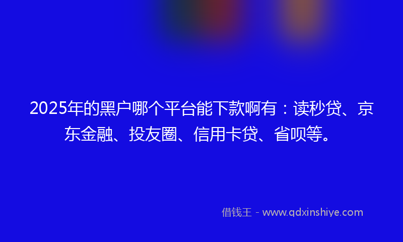 2025年的黑户哪个平台能下款啊有：读秒贷、京东金融、投友圈、信用卡贷、省呗等。