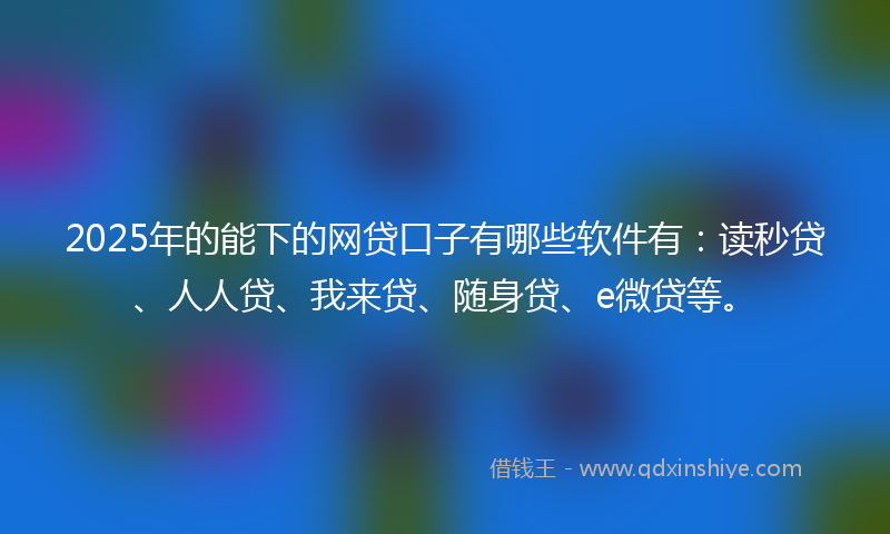 2025年的能下的网贷口子有哪些软件有：读秒贷、人人贷、我来贷、随身贷、e微贷等。