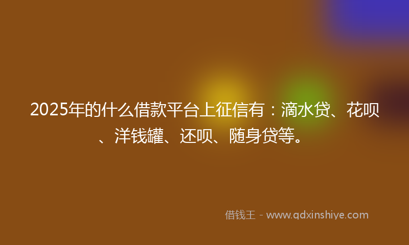 2025年的什么借款平台上征信有：滴水贷、花呗、洋钱罐、还呗、随身贷等。