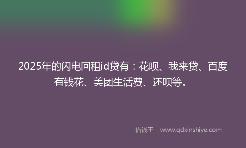 2025年的闪电回租id贷有:花呗、我来贷、百度有钱花、美团生活费、还呗等。