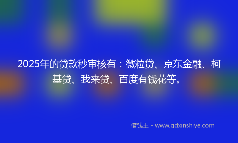 2025年的贷款秒审核有：微粒贷、京东金融、柯基贷、我来贷、百度有钱花等。