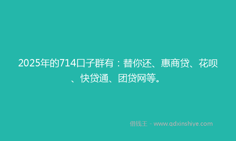 2025年的714口子群有：替你还、惠商贷、花呗、快贷通、团贷网等。