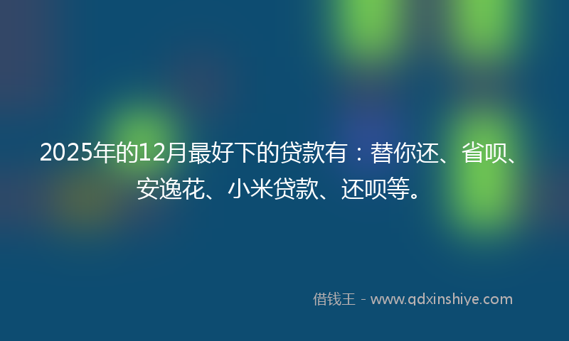 2025年的12月最好下的贷款有：替你还、省呗、安逸花、小米贷款、还呗等。