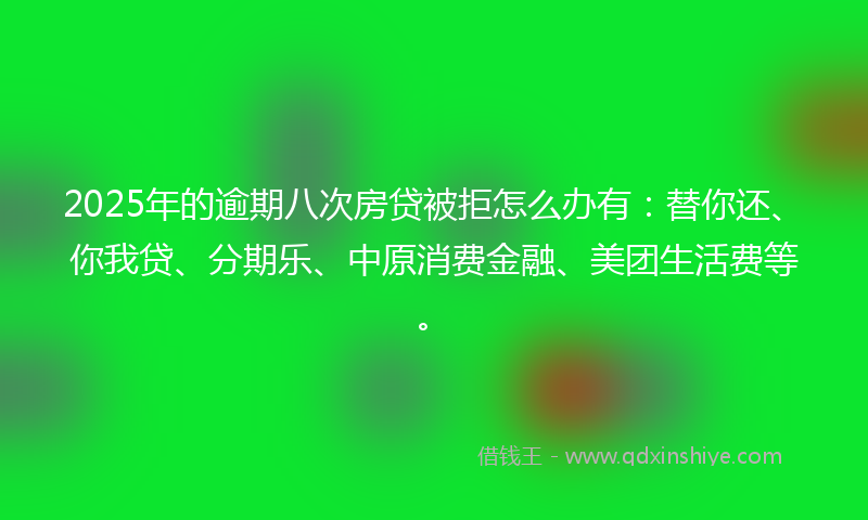 2025年的逾期八次房贷被拒怎么办有：替你还、你我贷、分期乐、中原消费金融、美团生活费等。