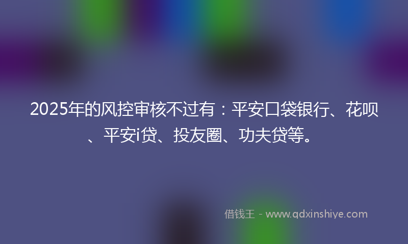 2025年的风控审核不过有:平安口袋银行、花呗、平安i贷、投友圈、功夫贷等。