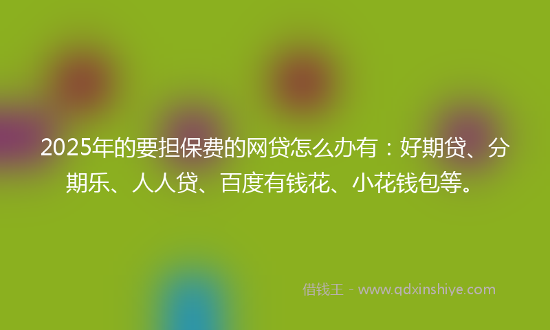 2025年的要担保费的网贷怎么办有：好期贷、分期乐、人人贷、百度有钱花、小花钱包等。