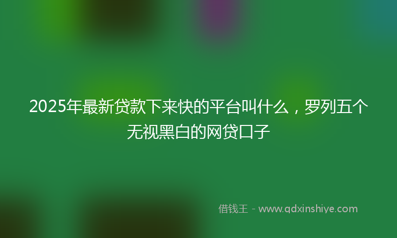 2025年最新贷款下来快的平台叫什么，罗列五个无视黑白的网贷口子