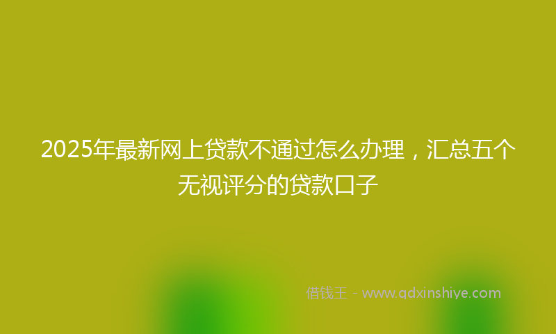 2025年最新网上贷款不通过怎么办理，汇总五个无视评分的贷款口子