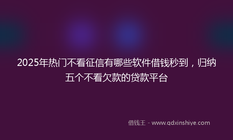 2025年热门不看征信有哪些软件借钱秒到，归纳五个不看欠款的贷款平台