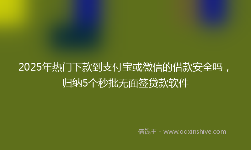 2025年热门下款到支付宝或微信的借款安全吗，归纳5个秒批无面签贷款软件