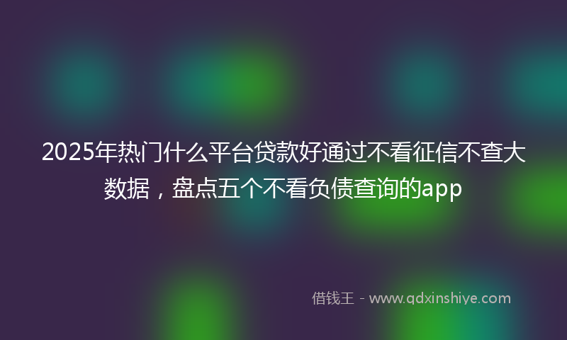 2025年热门什么平台贷款好通过不看征信不查大数据，盘点五个不看负债查询的app