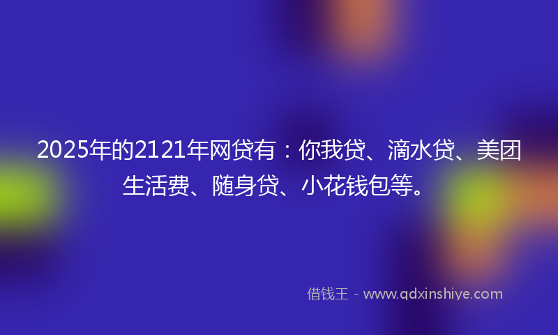2025年的2121年网贷有:你我贷、滴水贷、美团生活费、随身贷、小花钱包等。
