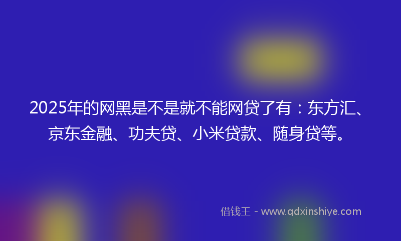 2025年的网黑是不是就不能网贷了有：东方汇、京东金融、功夫贷、小米贷款、随身贷等。