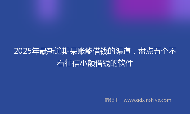 2025年最新逾期呆账能借钱的渠道，盘点五个不看征信小额借钱的软件