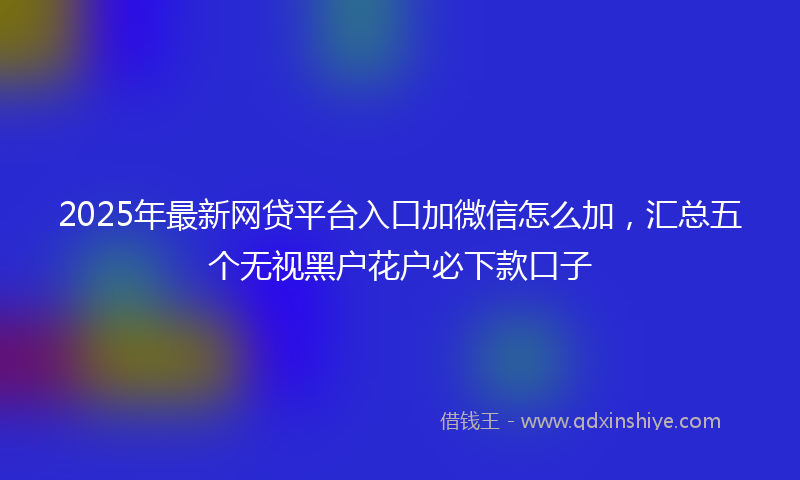 2025年最新网贷平台入口加微信怎么加，汇总五个无视黑户花户必下款口子