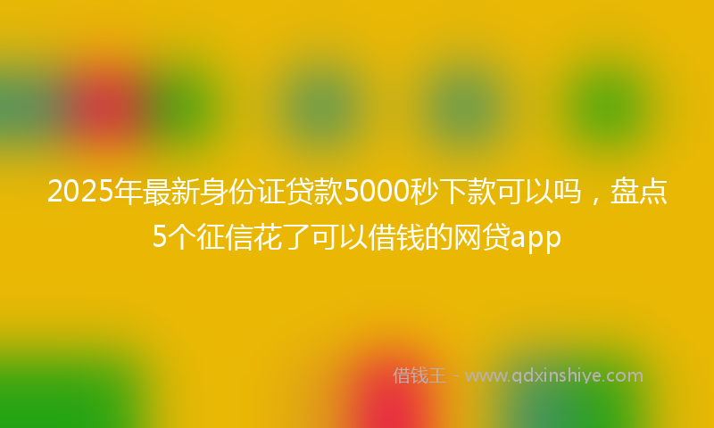 2025年最新身份证贷款5000秒下款可以吗，盘点5个征信花了可以借钱的网贷app
