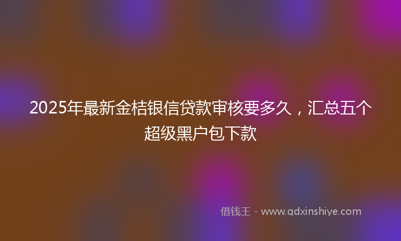 2025年最新金桔银信贷款审核要多久，汇总五个超级黑户包下款
