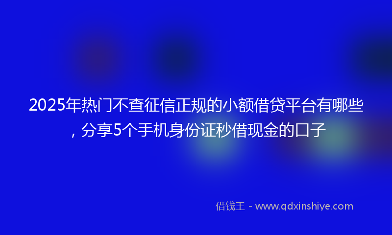 2025年热门不查征信正规的小额借贷平台有哪些，分享5个手机身份证秒借现金的口子