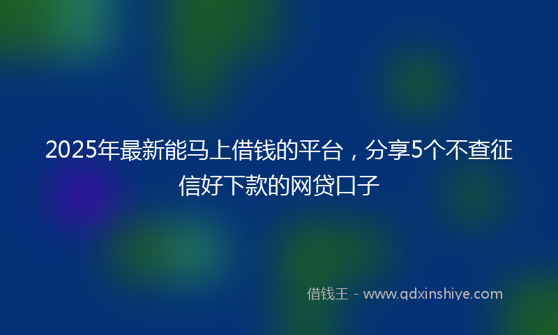 2025年最新能马上借钱的平台，分享5个不查征信好下款的网贷口子