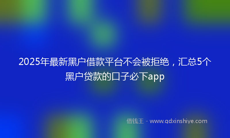 2025年最新黑户借款平台不会被拒绝，汇总5个黑户贷款的口子必下app