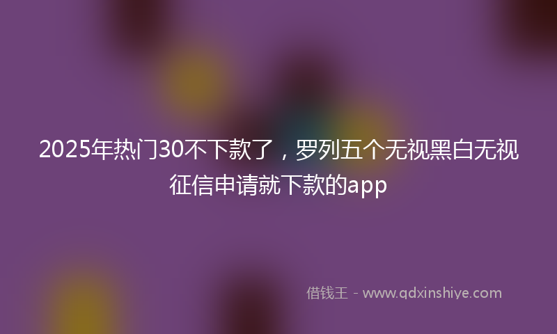 2025年热门30不下款了，罗列五个无视黑白无视征信申请就下款的app