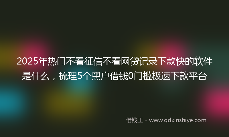 2025年热门不看征信不看网贷记录下款快的软件是什么，梳理5个黑户借钱0门槛极速下款平台